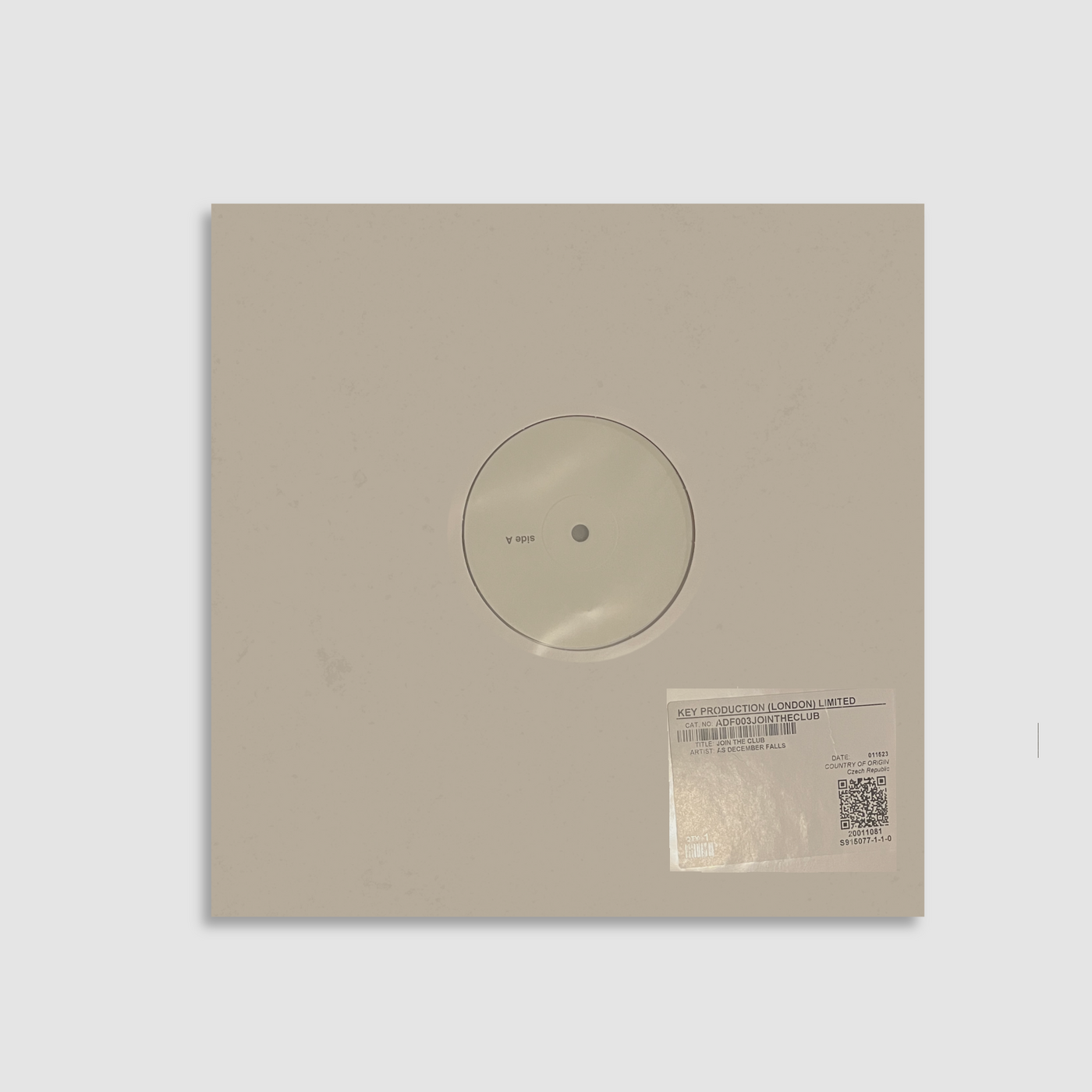 Join The Club Test Pressing - 1 of 4 ever made (Signed)